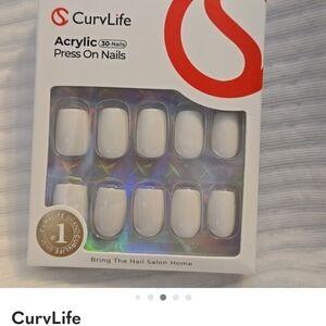CurvLife White Acrylic Press On Nails